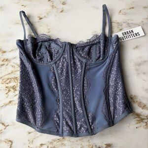 Urban Outfitters Slate Blue Modern Love Corset Top
